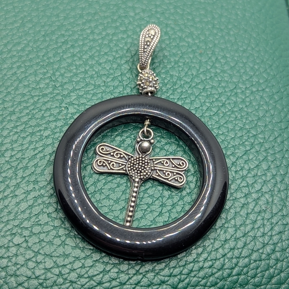 ✨ Marcasite & Black Dragonfly Pendant ✨